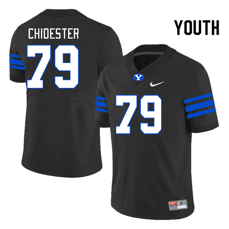 Youth #79 Kaden Chidester BYU Cougars College Football Jerseys Stitched-Black